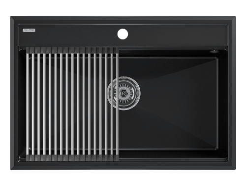 Кухонная мойка + коландер Paulmark PM117551-BLM+R375-BS 75х50 цвет черный